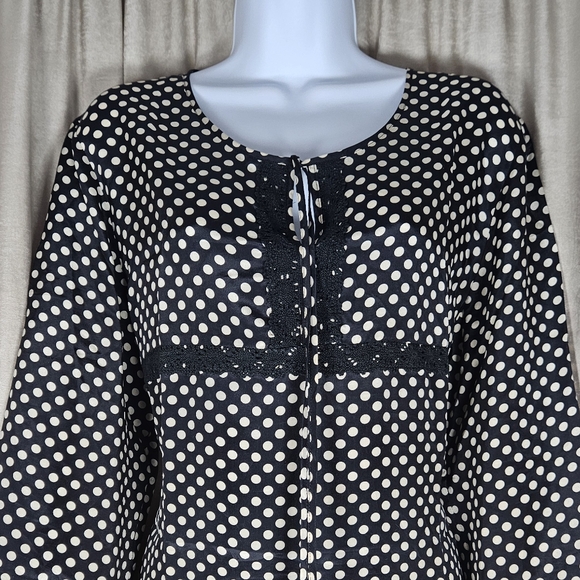 NWOT H&G black white polka dot silk tunic blouse top Womens XLarge - Picture 7 of 7